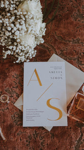 Bröllopskort "Danderyd Vit/Guld"