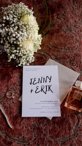 Bröllopskort "Spegelhuset Svart/Vit"