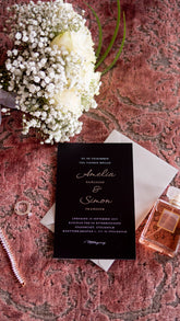 Bröllopskort "Höllviken Svart/Silver"