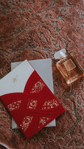 Bröllopskort Sahara "Wed Red"